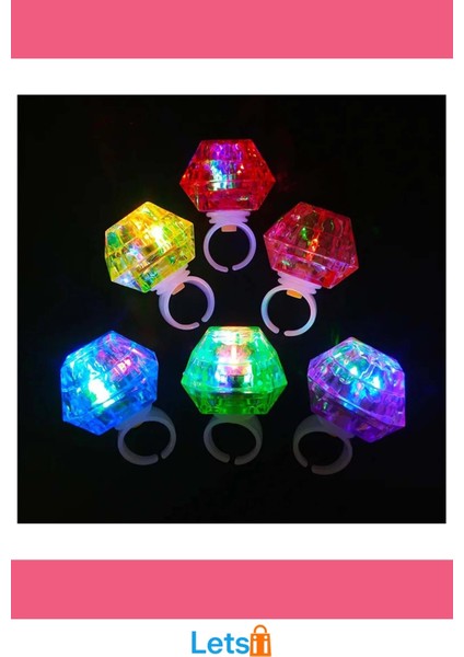 Kristal Tasarımlı LED Işıklı Yeşil Yüzük modelleri