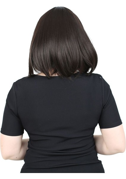 Küt Kahküllü Fiber Sentetik Peruk / Kahverengi fırsatları