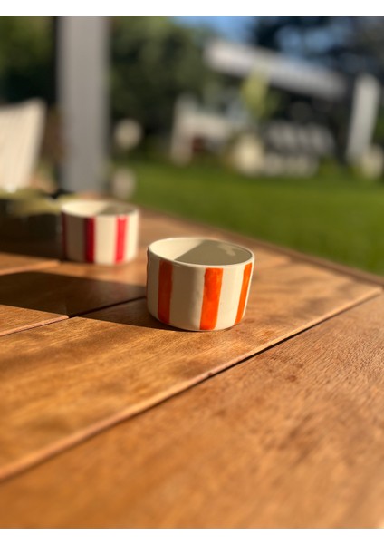 Çizgili Seramik Espresso Bardak- Turuncu fiyatları