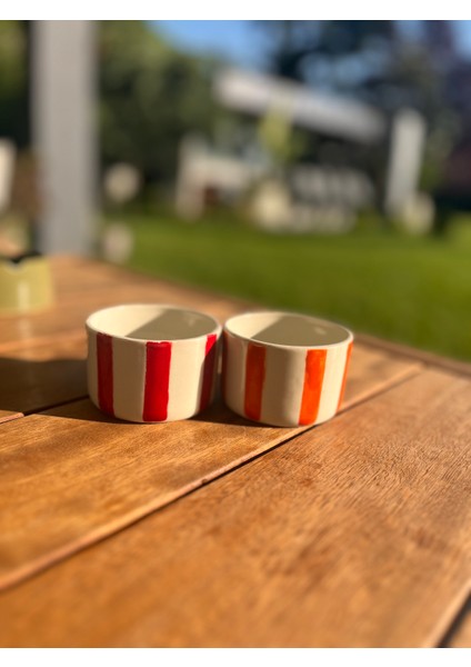 Çizgili Seramik Espresso Bardak- Turuncu modelleri