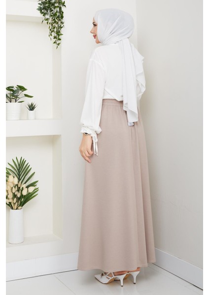 Bej Taş Oyssho Kumaş Kadın Etek Beli Lastikli 38 40 42 44 46 48 Bedenlere Uyumludur. indirimleri