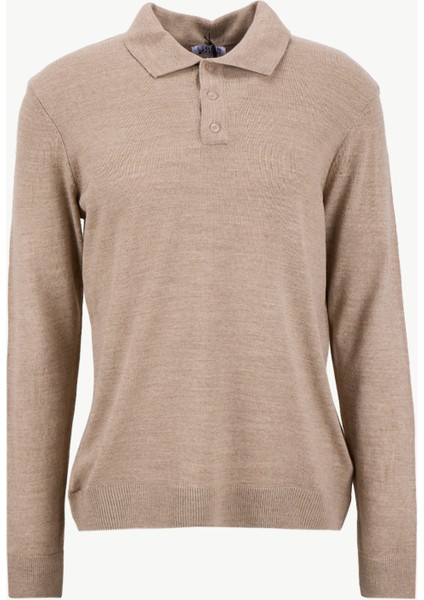 Polo Yaka Basic Düz Bej Erkek Kazak MML5WM-KZK9528