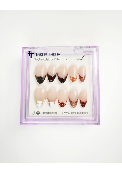 15'li Ten Rengi Kısa Badem KBD1511 Tekrar Kullanılabilir El Yapımı Protez Takma Tırnak - Ten Rengi-L fiyatları