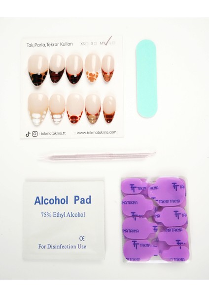 15'li Ten Rengi Kısa Badem KBD1511 Tekrar Kullanılabilir El Yapımı Protez Takma Tırnak - Ten Rengi-L fırsatları