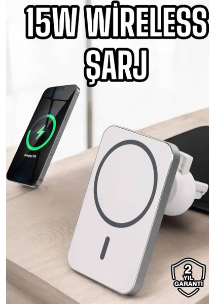 Araç Uyumlu Kablosuz 15W Taşınabilir Şarj Aleti Çift Kablo