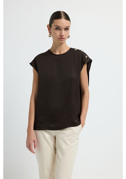 Kolsuz Saten Bluz Kahve 11545730000