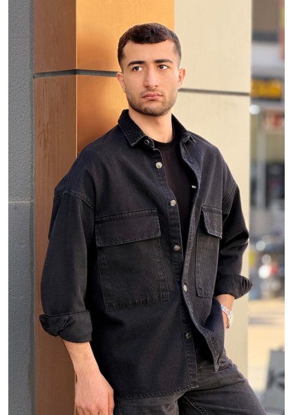 R-6006 Çift Cep Kapaklı Kot Gömlek modelleri