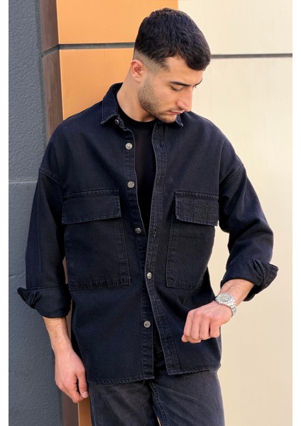 R-6006 Çift Cep Kapaklı Kot Gömlek indirimleri