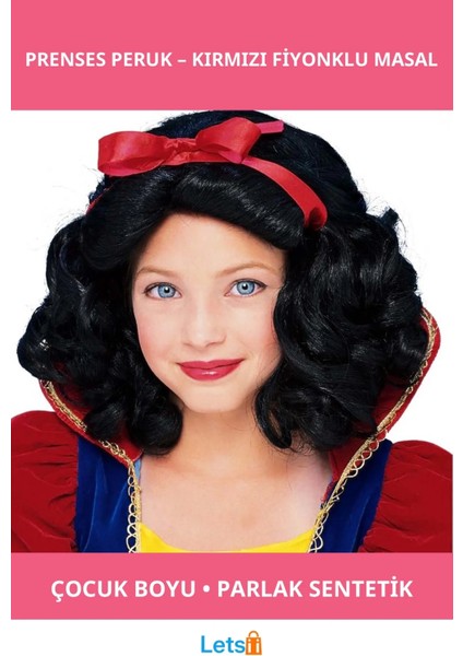 Pamuk Prenses Kırmızı Fiyonklu Çocuk Peruğu