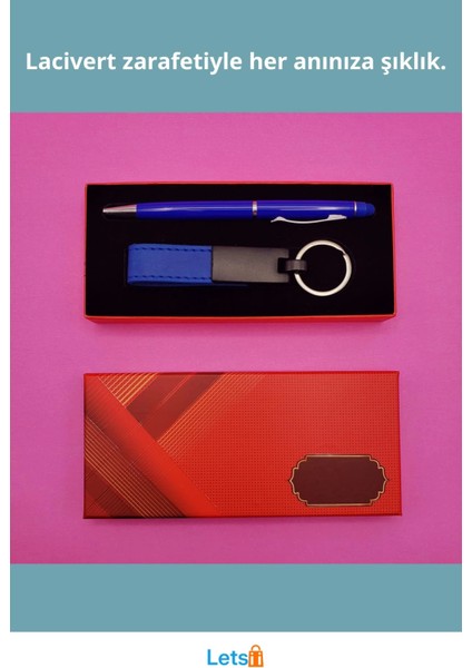 Kırmızı Kutulu Lacivert Tükenmez ve Touchpen Anahtarlık Kalem fiyatları