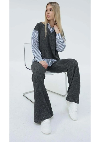 Çizgili Gömlekli Ikili Triko Alt Üst Takım fiyatları