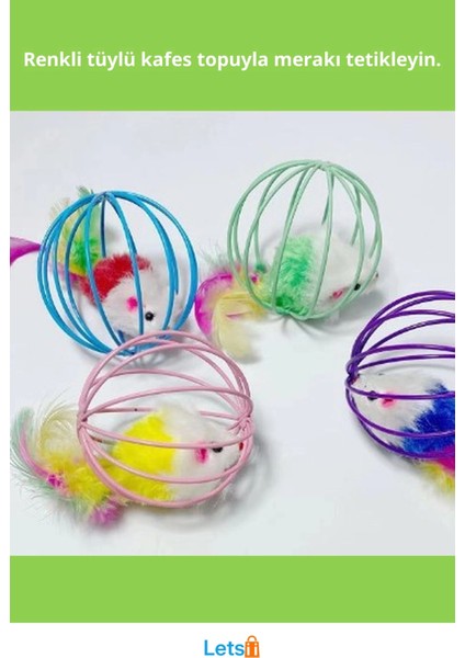 Kafesli Renkli Fareli Kedi ve Köpek Oyun Topu 6 cm fiyatları