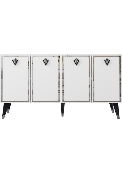 8210-32DD KB150 Konsol, Tv Ünitesi Beyaz-Gümüş-Siyah modelleri