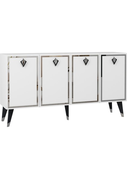 8210-32DD KB150 Konsol, Tv Ünitesi Beyaz-Gümüş-Siyah fırsatları