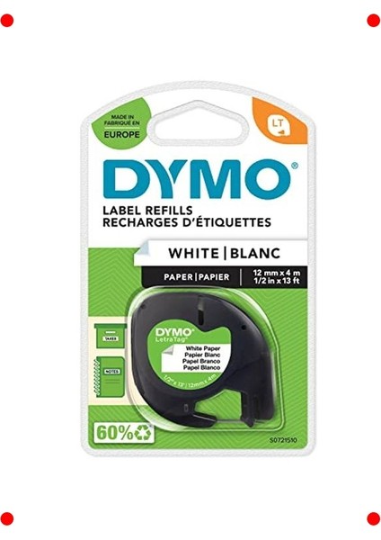 Etiketleme Makinesi Kağıt Şerit, 12MM x 4m, Beyaz