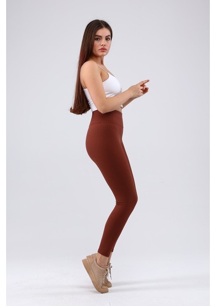 Bordo Yüksek Bel Fitilli Tayt 0608 modelleri