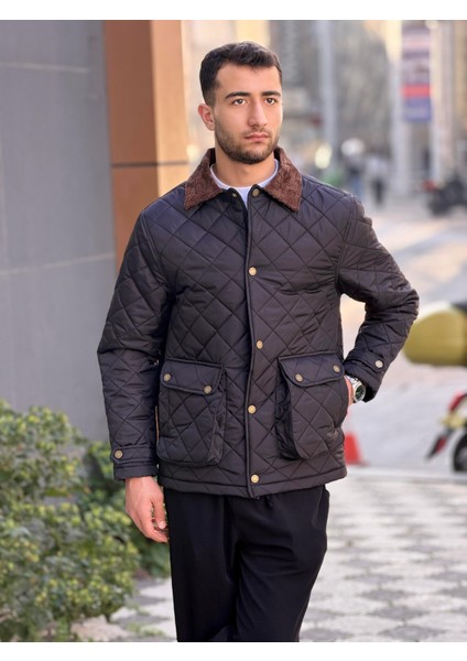 X-2033 Yaka Garni Detaylı Astarlı Kapitone Mont