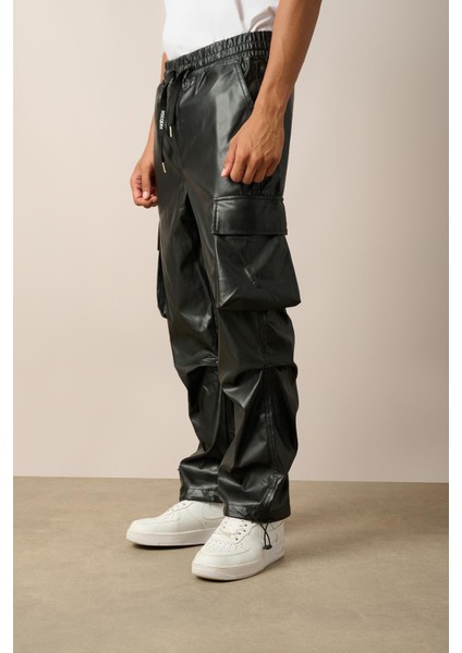 R-4348 Körüklü Cep Diz Detaylı Deri Pantolon modelleri