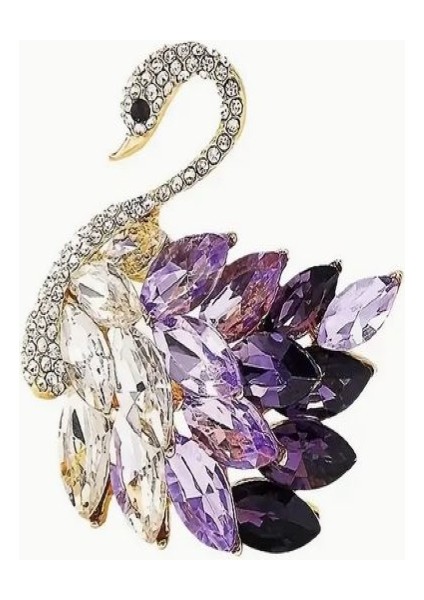 Şık Mor Taşlı Kuğu Broş fırsatları