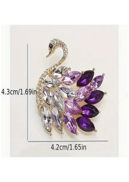 Şık Mor Taşlı Kuğu Broş indirimleri