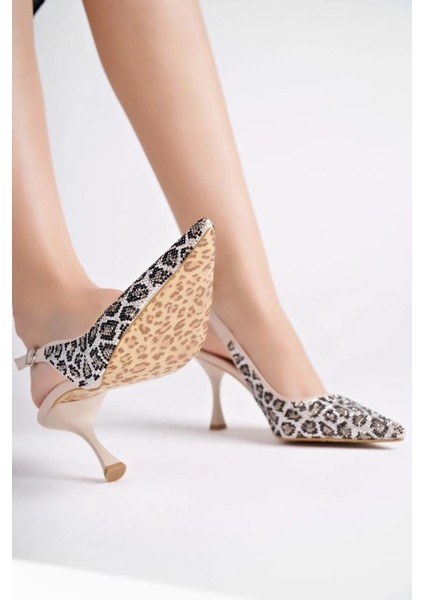 PS-319570 7 cm Topuklu Kadın Taşlı Arkası Açık Stiletto Abiye Ayakkabı modelleri