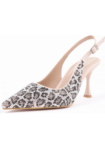 PS-319570 7 cm Topuklu Kadın Taşlı Arkası Açık Stiletto Abiye Ayakkabı indirimleri