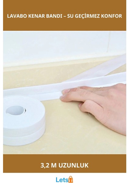 Beyaz Su Sızdırmaz Lavabo Kenar Bandı 3.2m
