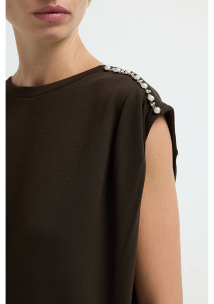 Omuzu Taşlı Bluz Kahve 11545834000 fiyatları