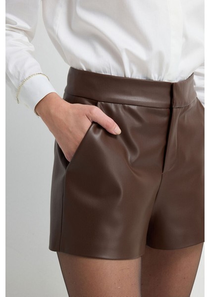 Yüksek Bel Şort Kahve 17041819003 modelleri