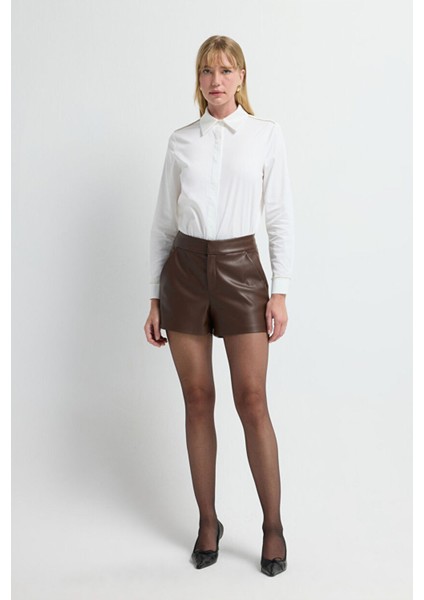 Yüksek Bel Şort Kahve 17041819003 fırsatları