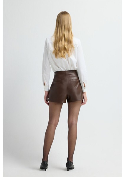 Yüksek Bel Şort Kahve 17041819003 indirimleri