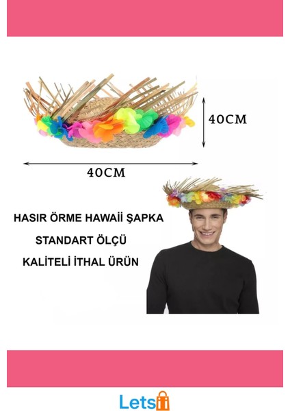 Doğal Renkli Püsküllü Örme Hasır Hawaii Şapka fırsatları