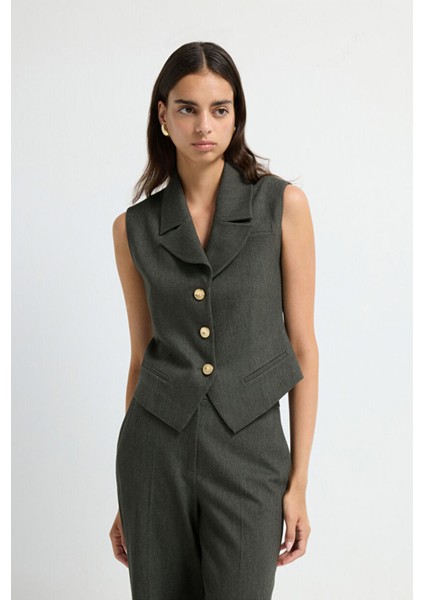 Fleto Cepli Yelek Haki 17944443002