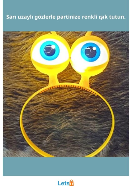 LED Işıklı Pilli Uzaylı Göz Parti Tacı Sarı Renk fiyatları