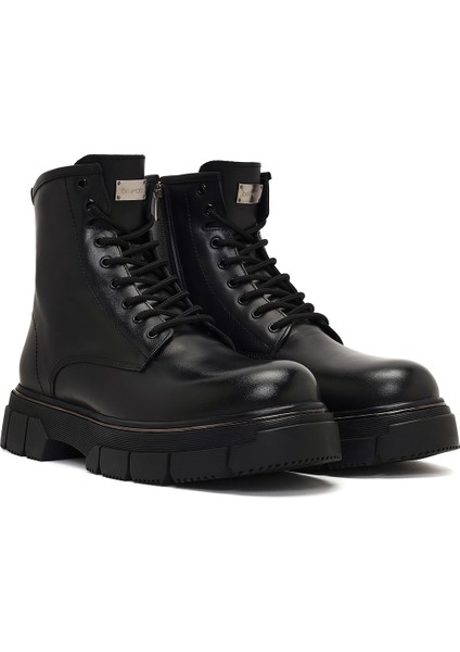 Erkek Siyah Fermuarlı Kalın Tabanlı Deri Bot 25WFD650318 fırsatları