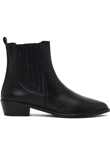 Kadın Siyah Deri Chelsea Bot 25WFD163618