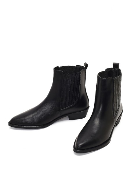 Kadın Siyah Deri Chelsea Bot 25WFD163618 modelleri