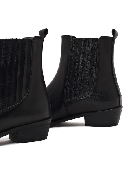 Kadın Siyah Deri Chelsea Bot 25WFD163618