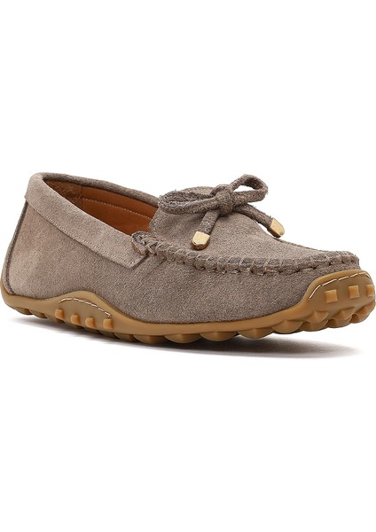 Kadın Vizon Püsküllü Süet Deri Loafer 25WFD350210