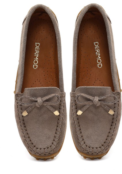 Kadın Vizon Püsküllü Süet Deri Loafer 25WFD350210