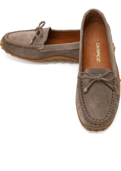 Kadın Vizon Püsküllü Süet Deri Loafer 25WFD350210