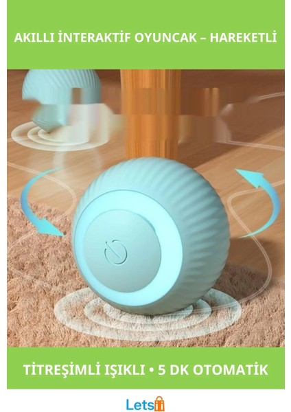Akıllı Interaktif Kedi Oyuncak Topu Işıklı Titreşimli Hareket Sensörlü