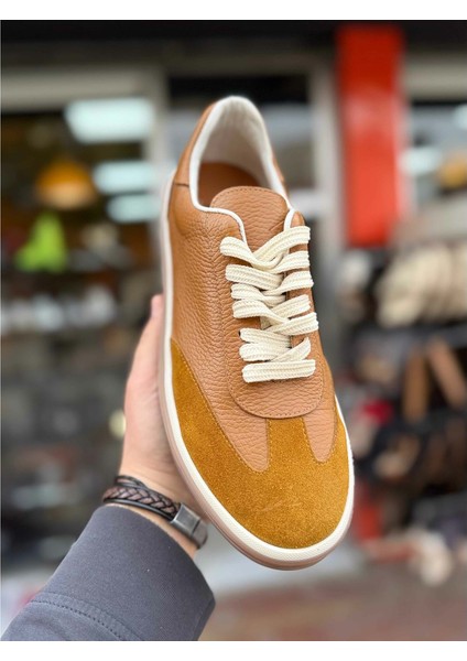Erkek Iç Dış Hakiki Deri Günlük Sneaker Ayakkabı 01 - Taba - 40 fırsatları