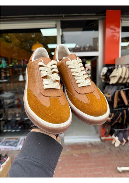 Erkek Iç Dış Hakiki Deri Günlük Sneaker Ayakkabı 01 - Taba - 40 indirimleri