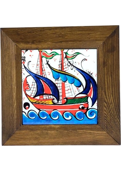 Çerçeveli Gemi Motifli Seramik Tablo, SRMK-2025201
