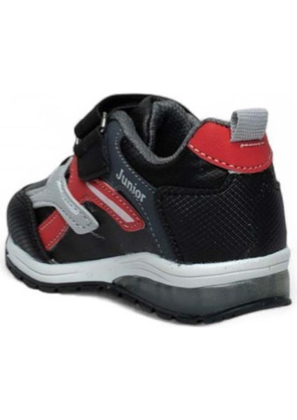 Çocuk Mevsimlik Işıklı Ortopedik Spor Ayakkabı - Siyah-Kırmızı - 22 modelleri