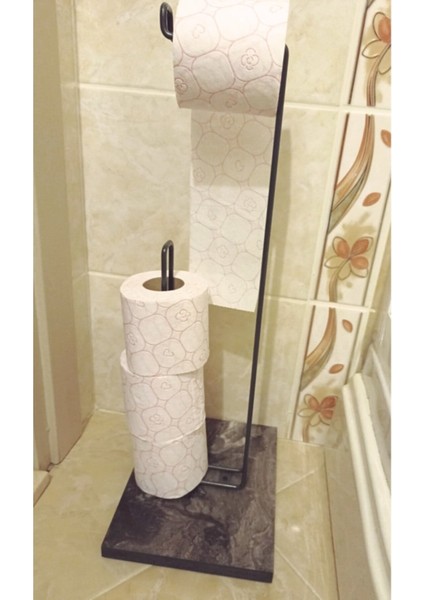 ALMİTAL Ultra lüks Antrasit Ayaklı Tuvalet Kağıtlığı Paslanmaz Yedekli Tuvalet Kağıtlığı