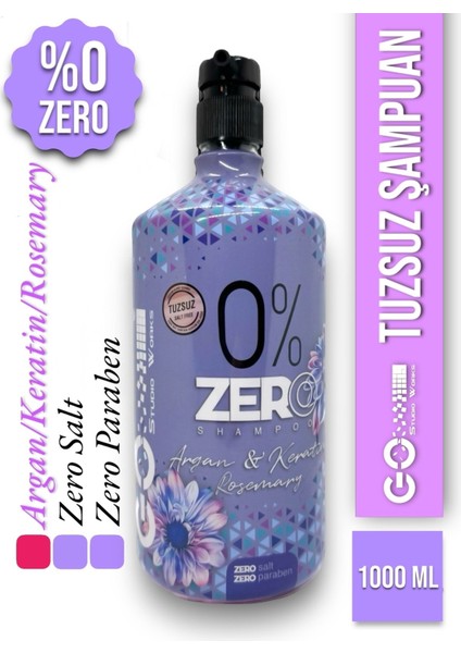 "zero" Tuzsuz Şampuan Yıpranmış Saçlar Için Onarıcı Argan & Keratın & Rsmry 1000 Ml.