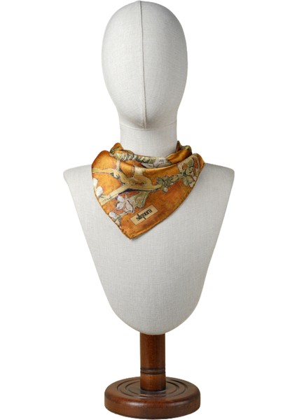 %100 Ipek Bandana FULAR(55X55 Cm)-Vincet Van Gogh (Badem Ağacı Gold) fiyatları