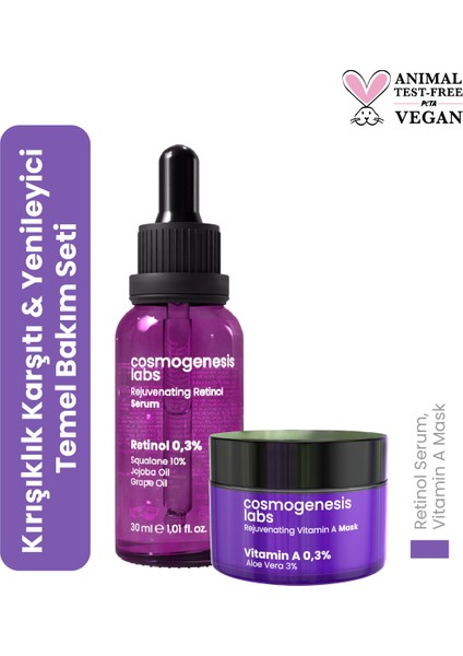 Canlandırıcı Onarıcı Sıkılaştırıcı Retinol Serum 30ML + A Vitamini Maske 50ML Set